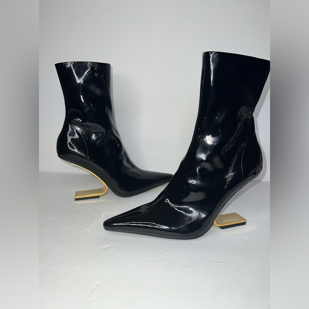 $199 New Women’s Jeffrey Campbell Compass Black /Gold Boots Shoes Size 8
